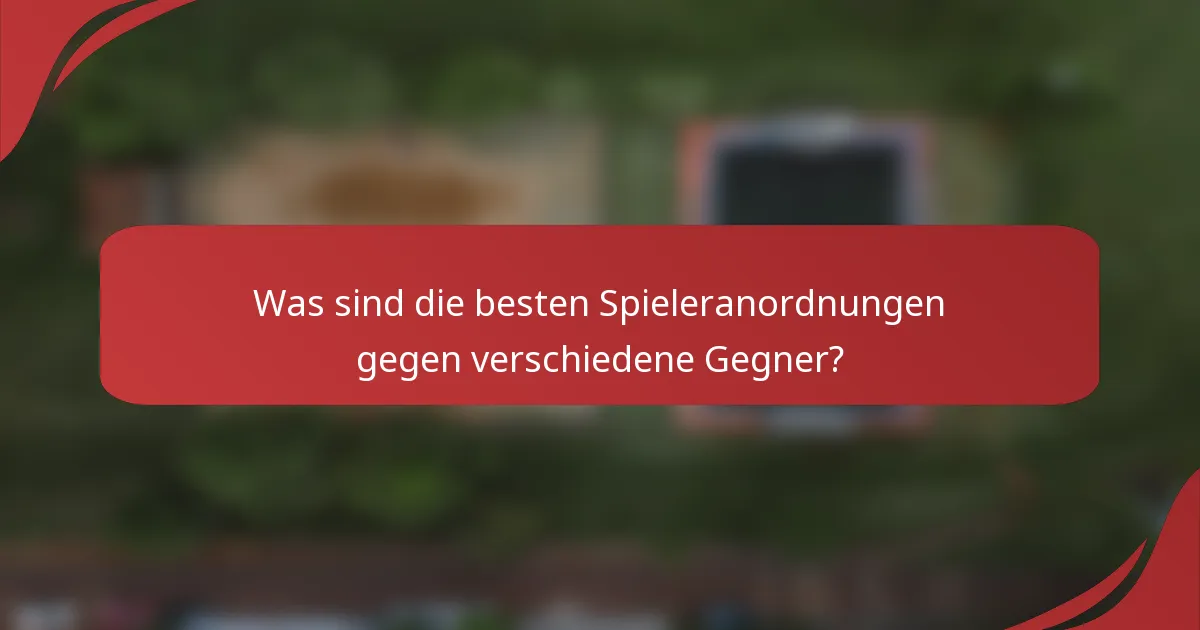 Was sind die besten Spieleranordnungen gegen verschiedene Gegner?